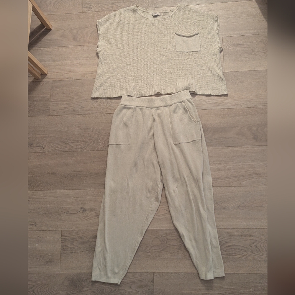 Sincerely Jules Cream 2 Piece Knit Sweater & Tapered Pant Set